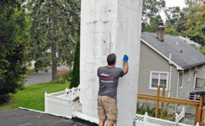 Moisture meter used on masonry in Fairfield County CT